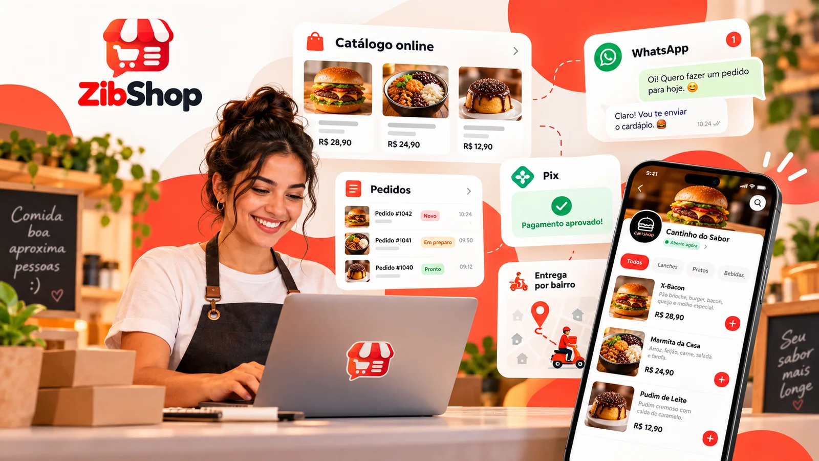 Loja virtual grátis ZibShop para comércio local com catálogo digital, WhatsApp e Pix automático
